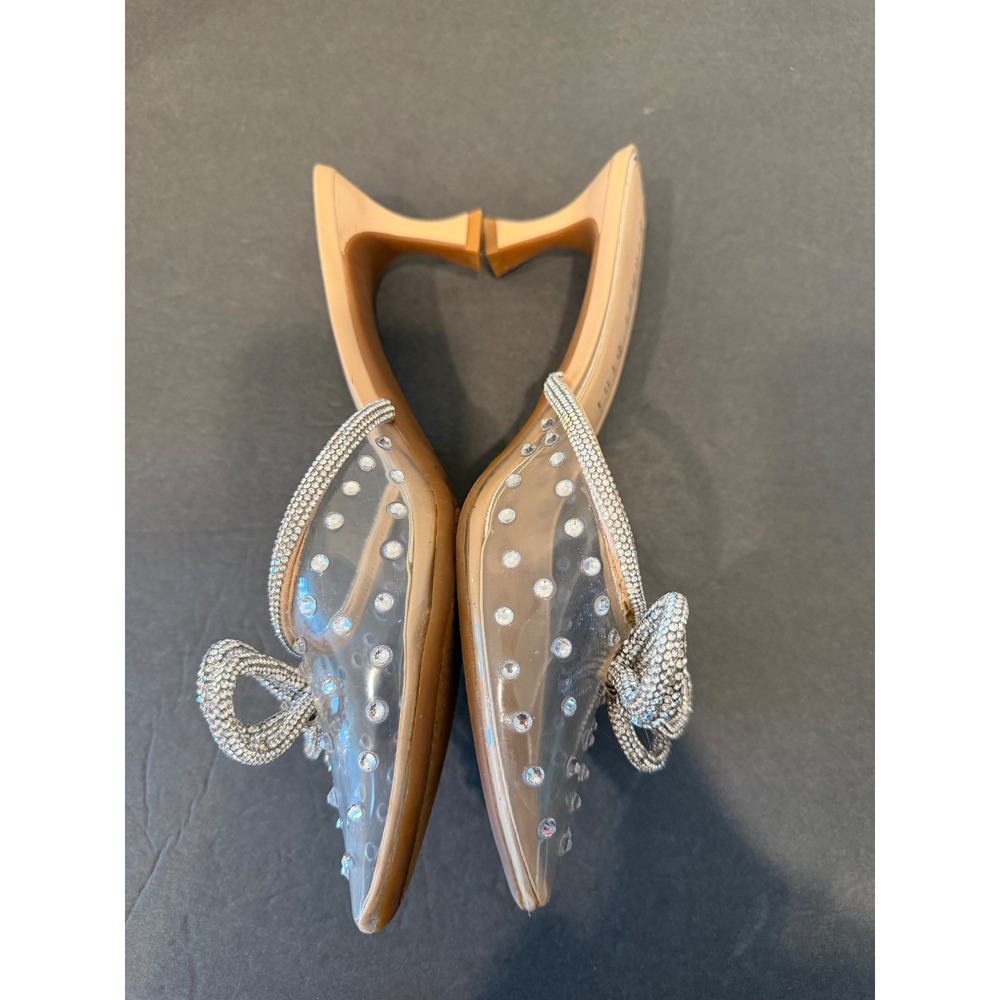 NWT Gianni Bini Clear Rhinestone Studded Bow Pointed Toe Kitten Heel Mules Sz 8 - Picture 5 of 9